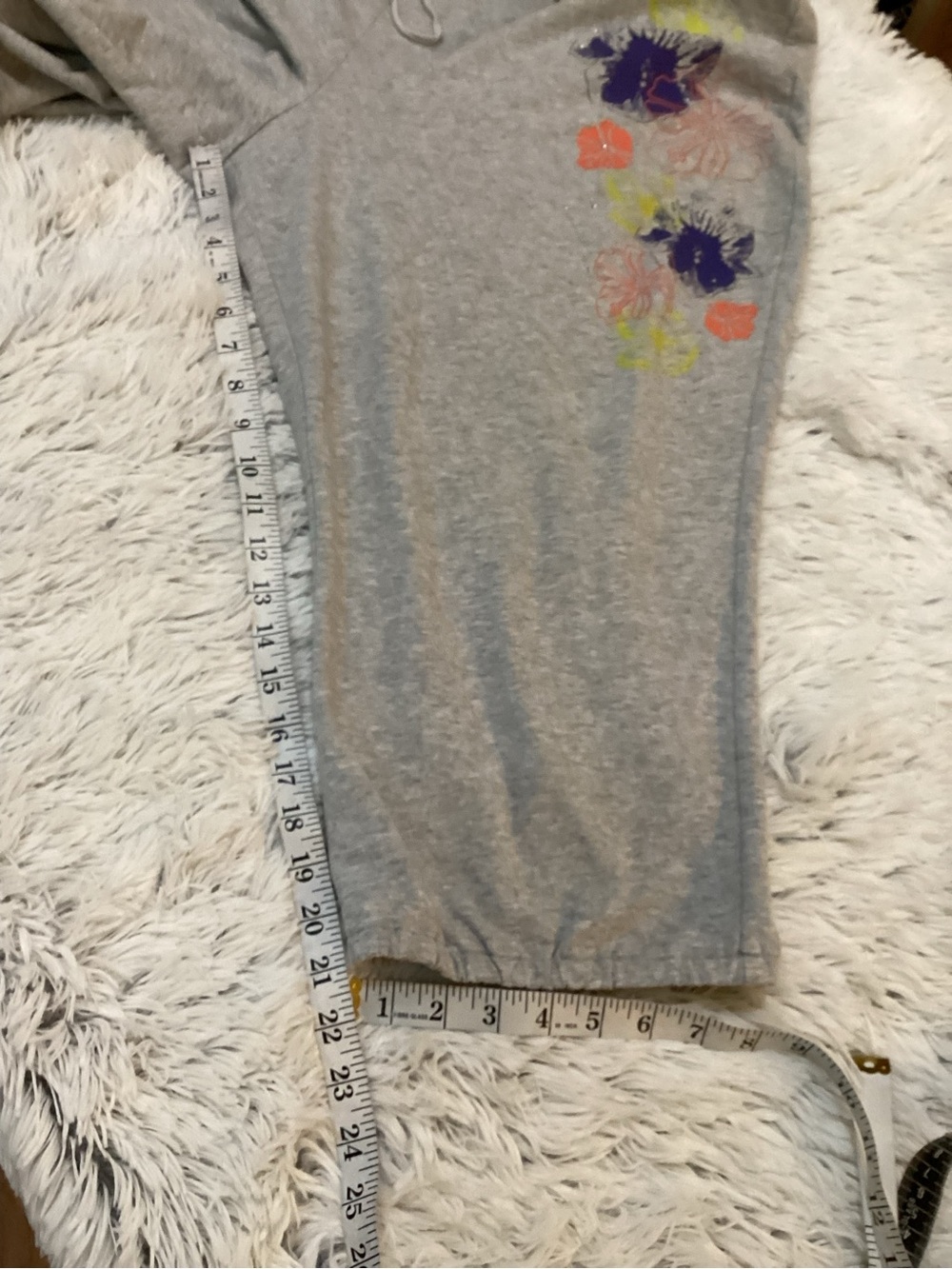 Lane Bryant 18/20 Gray Floral Capri Lounge Pants Drawstring Plus Size - Picture 7 of 13